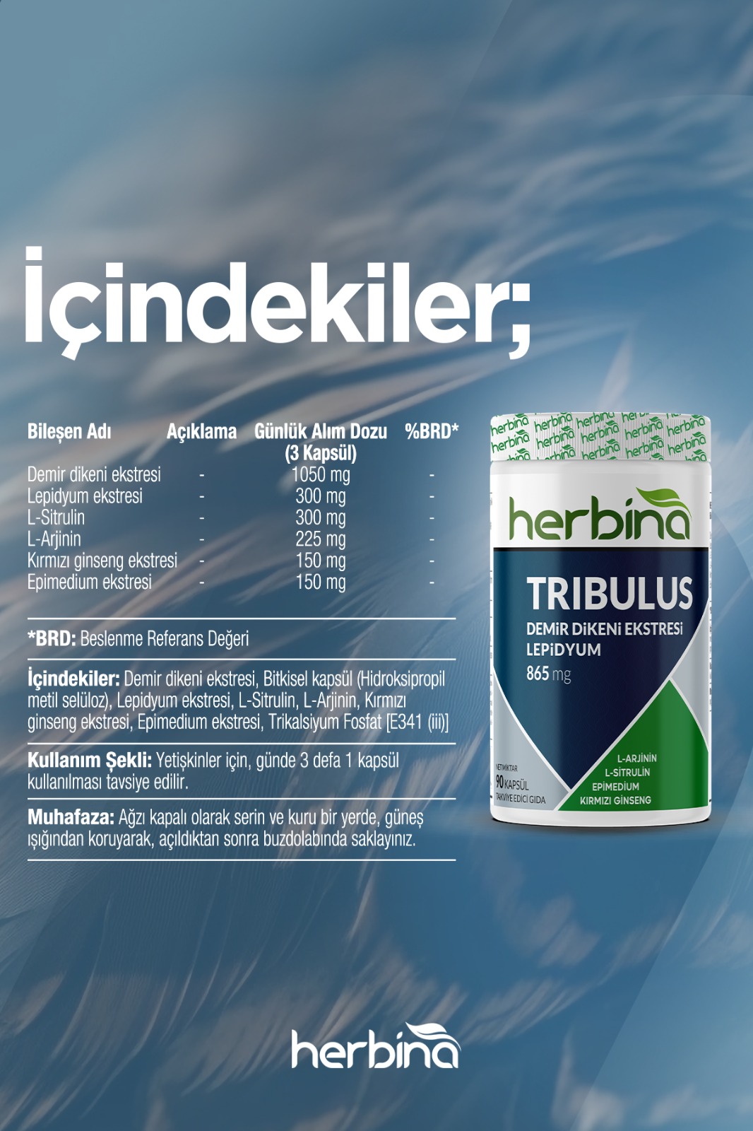 Herbina Tribulus 90 Kapsül 