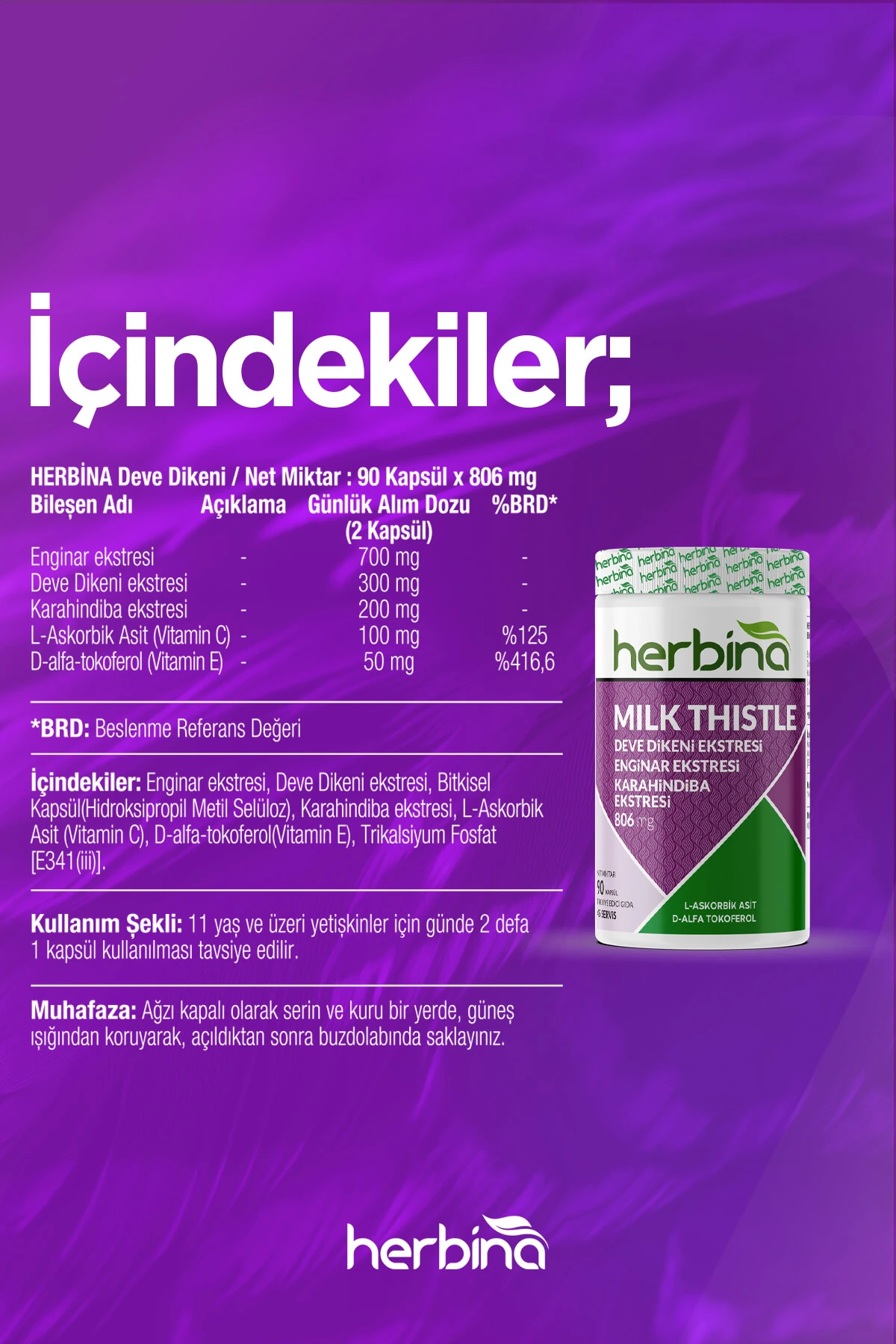 Herbina Milk Thistle 90 Kapsül 