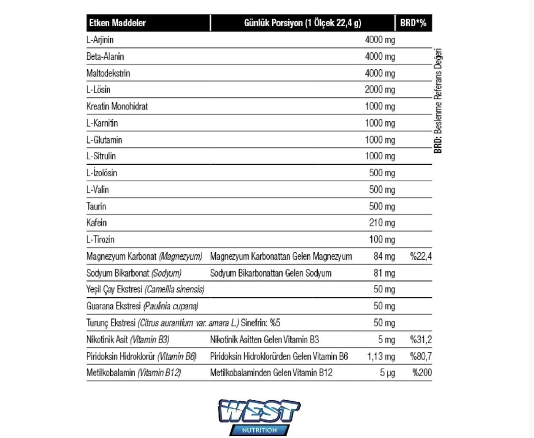 West Buster Pre-Workout Tekli Şase 22,4 gr Orman Meyveli
