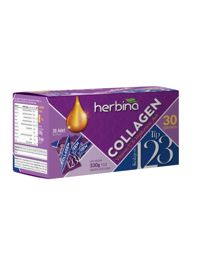 Herbina Tip 1-2-3 Kolajen Karışımı Kivi Aromalı 30 Şase
